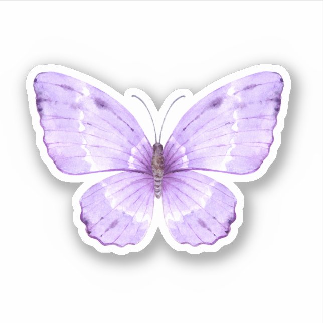 Cute watercolor purple butterfly sticker (Front)