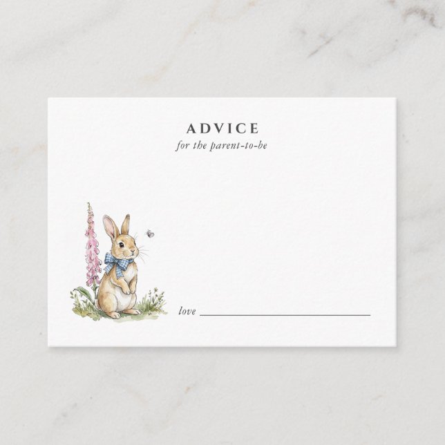 Cute watercolor Rabbit Baby Advice card (Front)