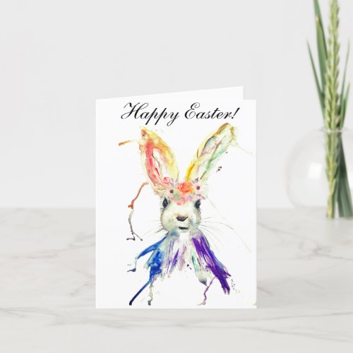 Cute Watercolor Rabbit Bunny Hare Easter Floral Th Thank You Card