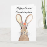 Cute Watercolor Rabbit Bunny Hare Easter Floral Thank You Card