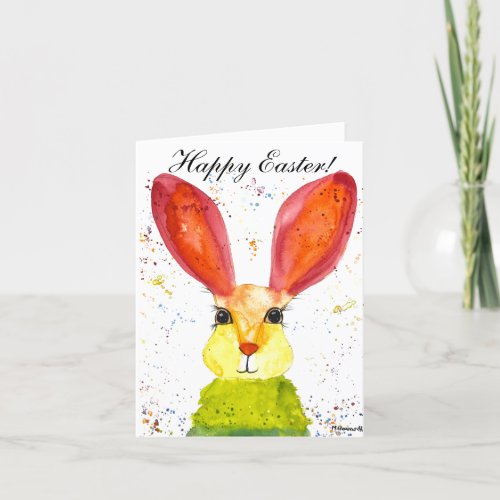 Cute Watercolor Rabbit Bunny Hare Easter Humor Tha Thank You Card