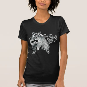 Cute Watercolor Raccoon Animal Family Fun Art T-Shirt