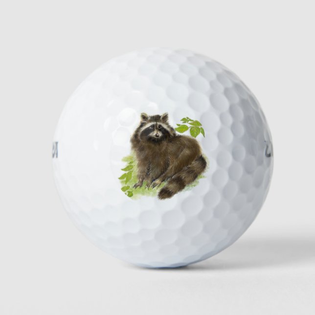 Cute Watercolor Raccoon Animal nature art Golf Balls (Front)