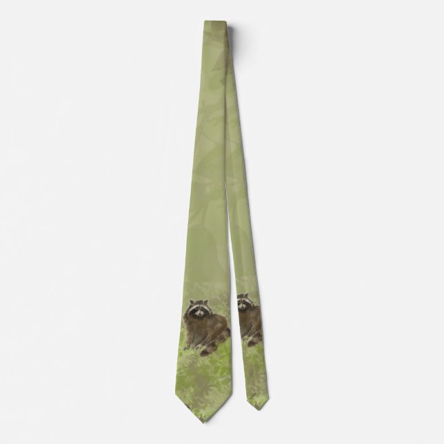 Cute Watercolor Raccoon Animal Nature Neck Tie (Front)