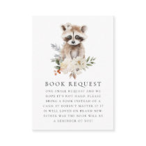 Cute Watercolor Raccoon Baby Shower Book Request Enclosure Card