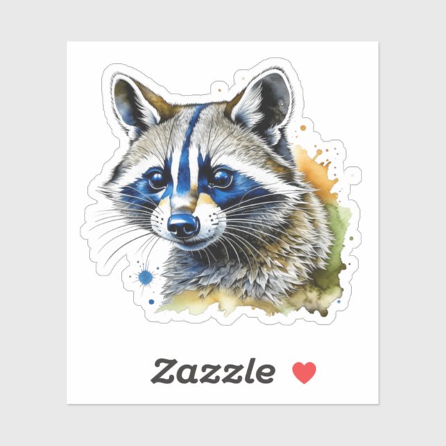 Cute Watercolor Raccoon  Sticker (Sheet)