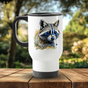 Cute Watercolor Raccoon  Travel Mug