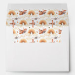 Cute Watercolor Rainbow Airplane Pattern Envelope