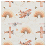 Cute Watercolor Rainbow Airplane Pattern Fabric