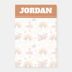 Cute Watercolor Rainbow Airplane Pattern Post-it Notes