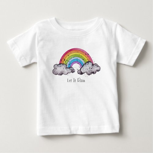 Cute Watercolor Rainbow And Clouds Baby T_Shirt