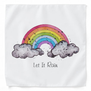 Cute Watercolor Rainbow And Clouds Bandana