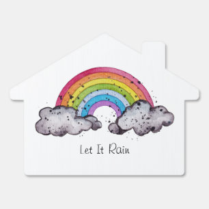Cute Watercolor Rainbow And Clouds Sign