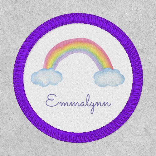 Cute Watercolor Rainbow and Clouds with Name Patch