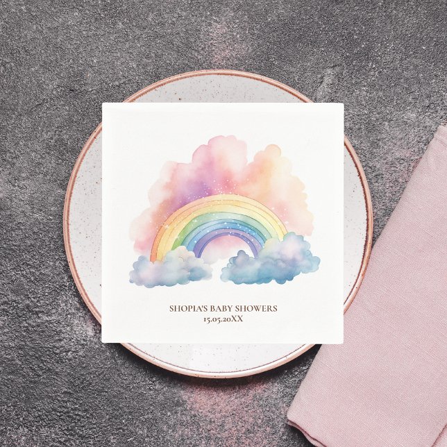 Cute Watercolor Rainbow Baby Shower Napkins (Creator Uploaded)