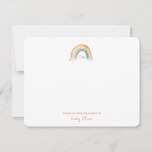 Cute Watercolor Rainbow Boho Flat Thank You