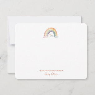Cute Watercolor Rainbow Boho Flat Thank You Card