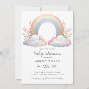 Cute Watercolor Rainbow Gender Neutral Baby Shower Invitation