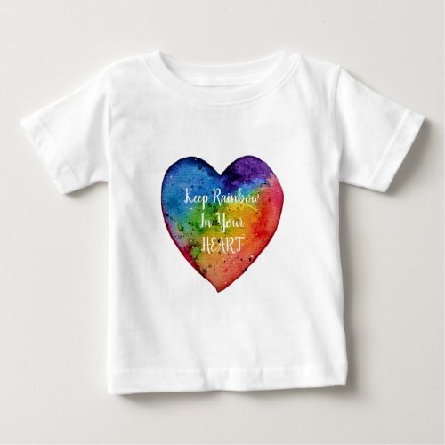 Cute Watercolor Rainbow Heart Baby T_Shirt