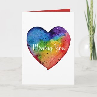 Cute watercolor Rainbow Heart Card