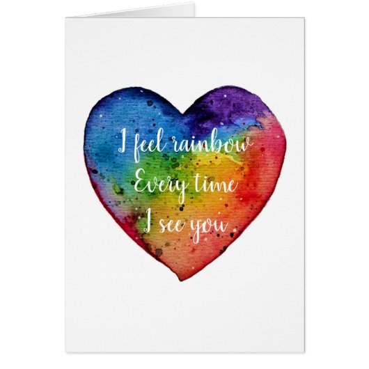 Cute watercolor Rainbow Heart Cards (Front)