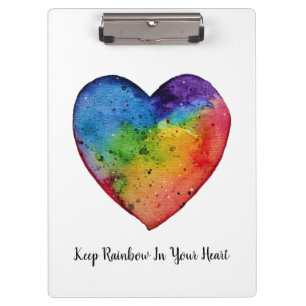 Cute watercolor Rainbow Heart Clipboard