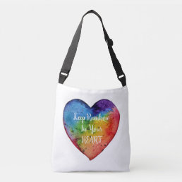 Cute Watercolor Rainbow Heart Crossbody Bag