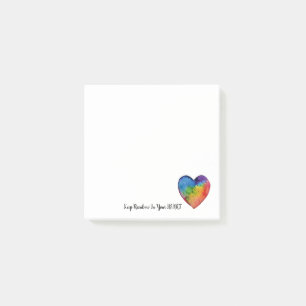Cute Watercolor Rainbow Heart Post-it Notes