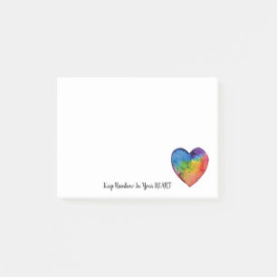 Cute Watercolor Rainbow Heart Post-it Notes