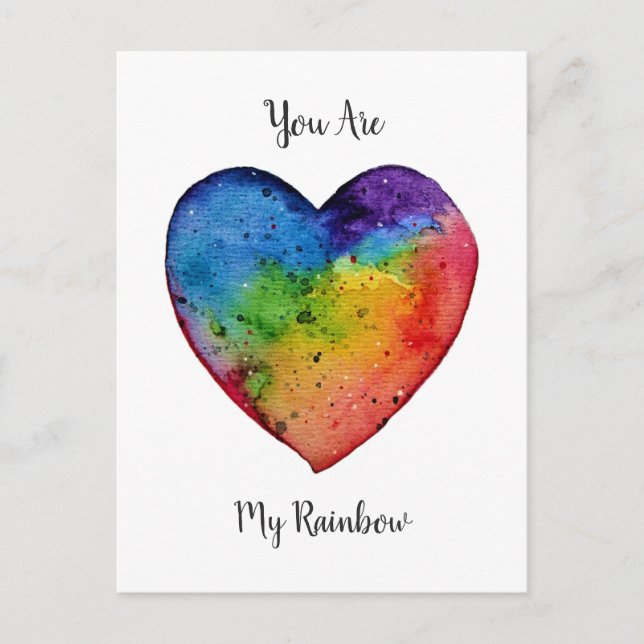 Cute watercolor Rainbow Heart Postcard (Front)