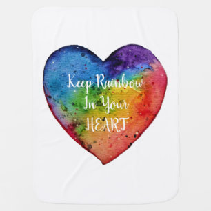Cute Watercolor Rainbow Heart Stroller Blanket