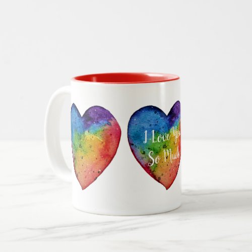 Cute watercolor Rainbow Heart Two_Tone Coffee Mug