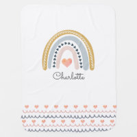 Cute Watercolor Rainbow Nursery Name Baby Blanket