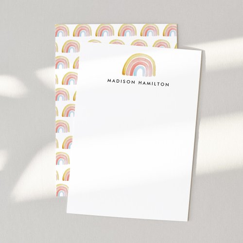 Cute Watercolor Rainbow Personalized Stationery Note Card