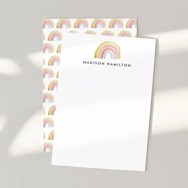 Cute Watercolor Rainbow Personalized Stationery Note Card | Zazzle