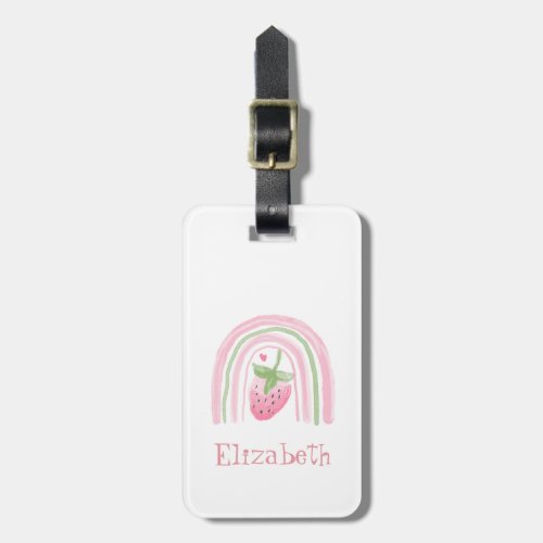 Cute Watercolor Rainbow Strawberry Luggage Tag