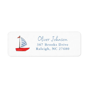 Cute watercolor red boat label