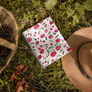 Cute watercolor red cherries pattern planner