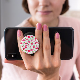 Cute watercolor red cherries pattern PopSocket