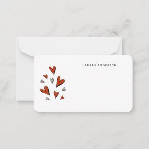 Cute Watercolor Red Hearts Little Note Card