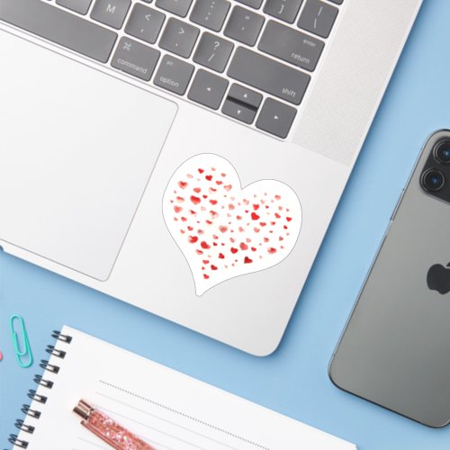 Cute Watercolor Red Hearts Sticker