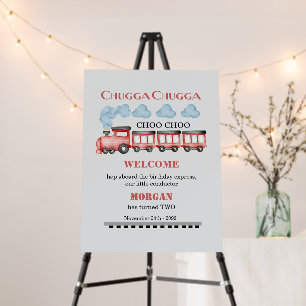 Cute Watercolor Red Train 2nd Birthday Foam Board