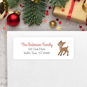 Cute Watercolor Reindeer, Christmas Label