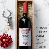 Cute Watercolor Reindeer Pastel Blue or Any Color Wine Label