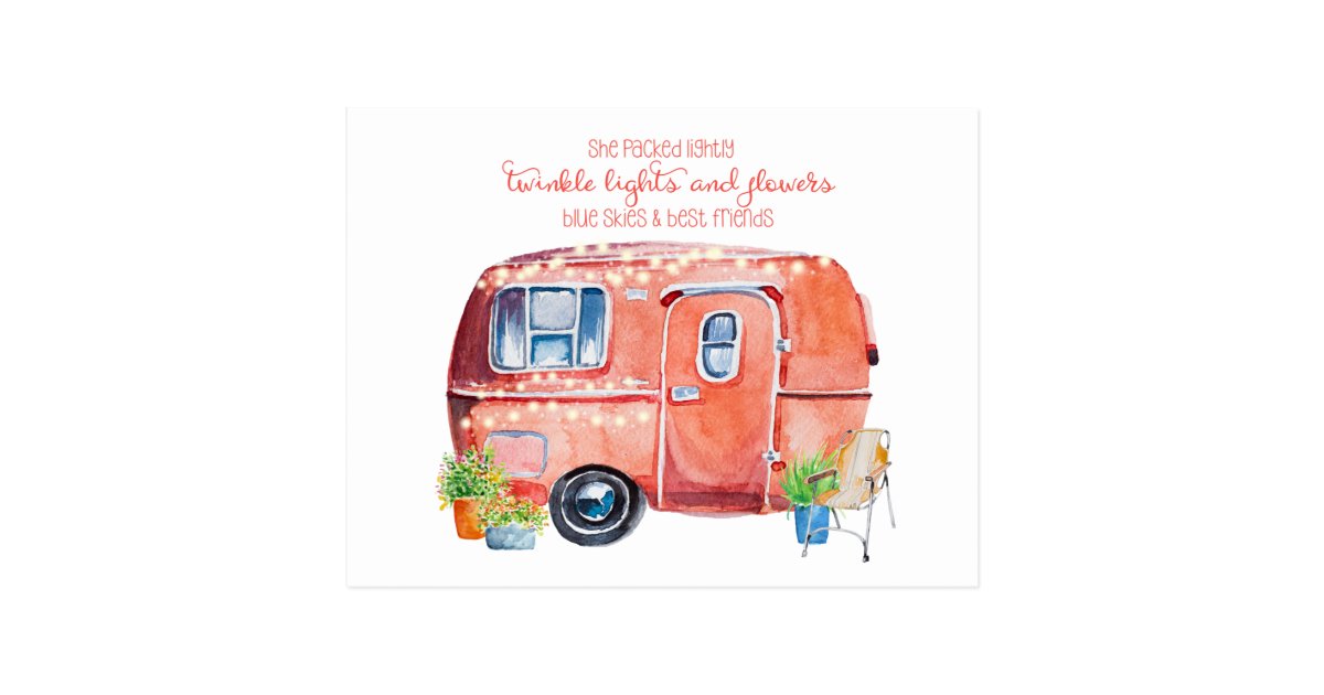 Cute Watercolor Retro Vintage Glamper Postcard | Zazzle.com