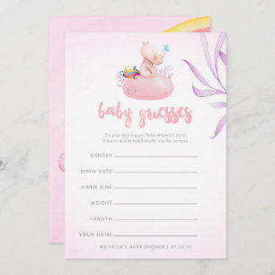 Cute Watercolor Rhino Unicorn Baby Girl Shower Inv Invitation