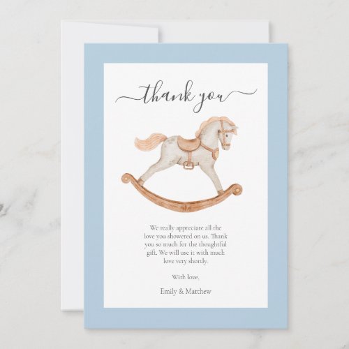 Cute Watercolor Rocking Horse Baby Shower  Thank You Card