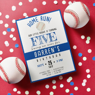 Cute Watercolor Rookie Baseball Boy Birthday Invitation