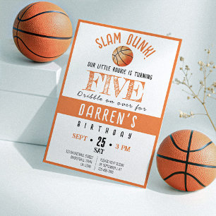 Cute Watercolor Rookie Basketball Birthday Invitation