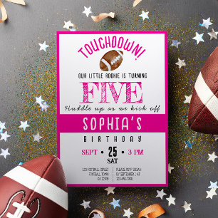 Cute Watercolor Rookie Football Girl Birthday Invitation